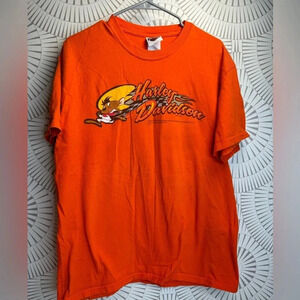 Harley-Davidson Men’s Orange Vintage 2010 Looney Tunes Clermont, Florida Tshirt